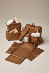 The Everyday Diaper Backpack in Camel Vegan Leather